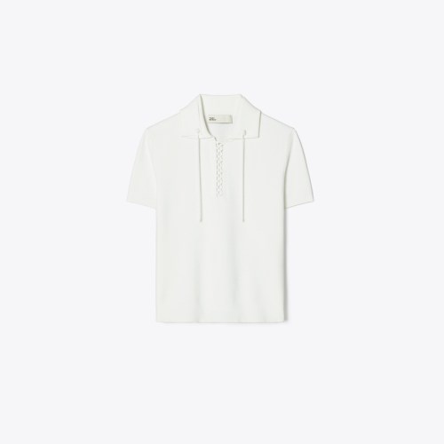 Tory Burch Lace-Up Polo Sweater