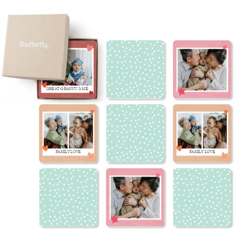Memory Games: Hearts and Stars Frame, Glossy, Beige, melon