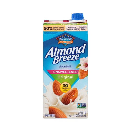 2-Pack Blue Diamond Almond Breeze Unsweetened Almond Milk 32 oz carton