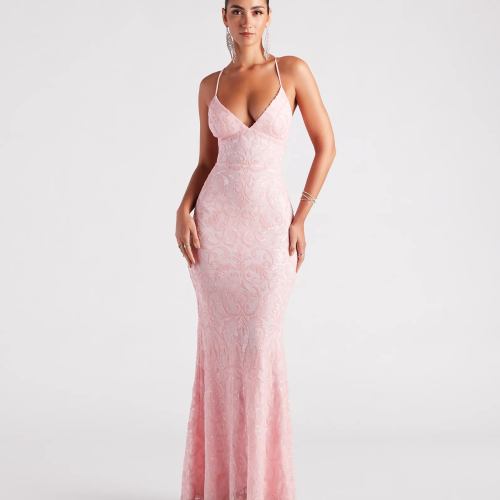 Bethanie Formal Sequin V-Neck Mermaid Dress