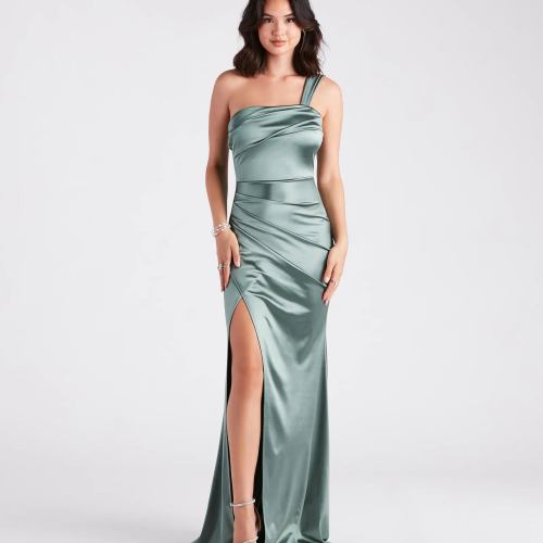 Kathie Formal Satin One-Shoulder Dress