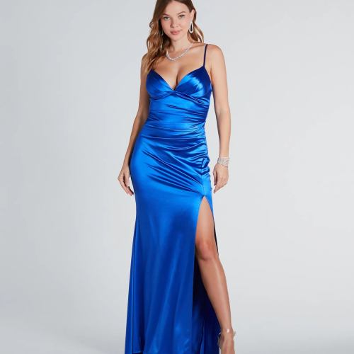 Jordyn Formal Satin Mermaid Dress With Train