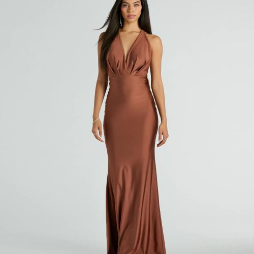 Dallas V-Neck Halter Open Back Mermaid Formal Dress