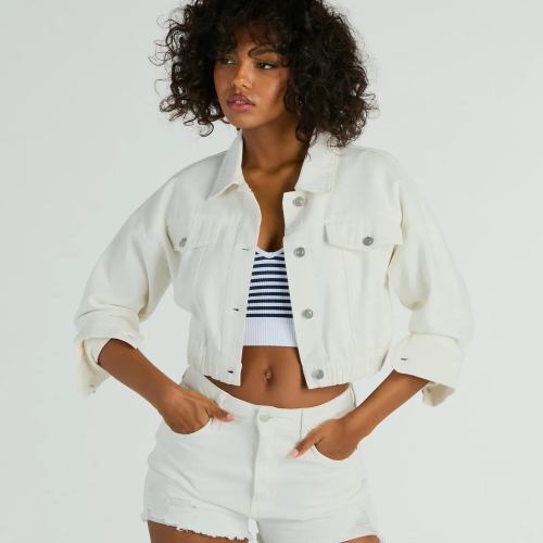 On My Way Trucker Crop Denim Jacket