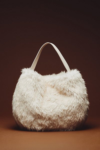 Faux Fur Slouchy Bucket Tote Bag