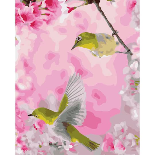 16 x 20 Hummingbirds with Flowers Paint-by-Number Kit with Wood Display Hanger by Artists Loft in Pink | Michaels
