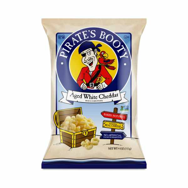 2-Pack Pirates Booty Aged White Cheddar Rice and Corn Puffs 4 oz bag