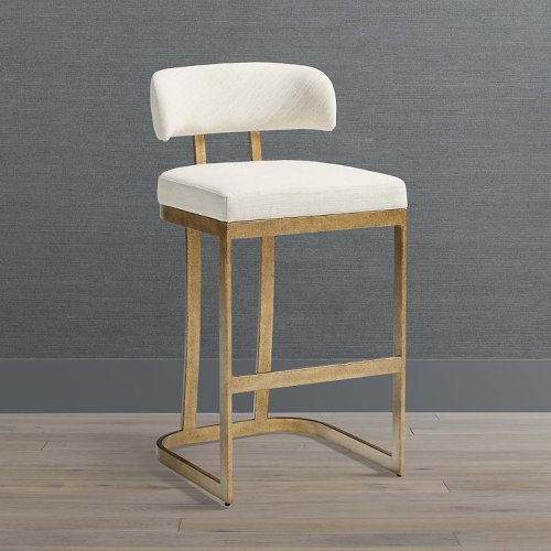 Kamdyn Bar Counter Stool Height, Antiqued Textured Brass Stool, Individual Frontgate