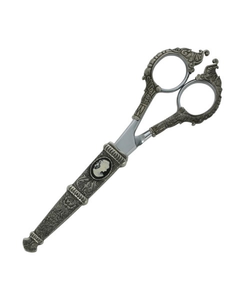 2028 Cameo and Flowers Scissors - Black