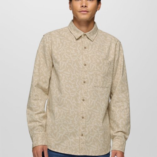 Mens prAna Arbored Long Sleeve Shirt Sandbar Freestyle