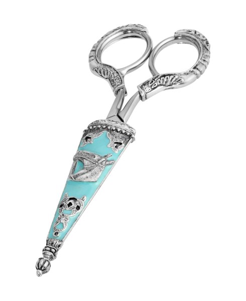 2028 Pewter Turquoise Horse Head Scissors - Turquoise