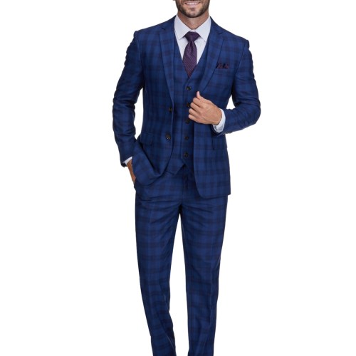 Gino Vitale Mens Slim Fit Check Suit