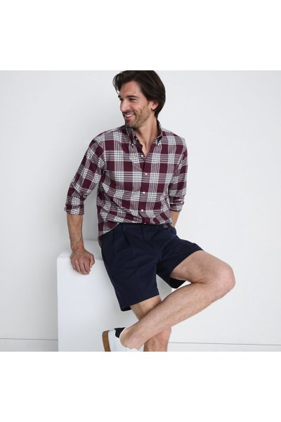 Mens No Iron Comfort Waist Front Chino Short Lands End 38