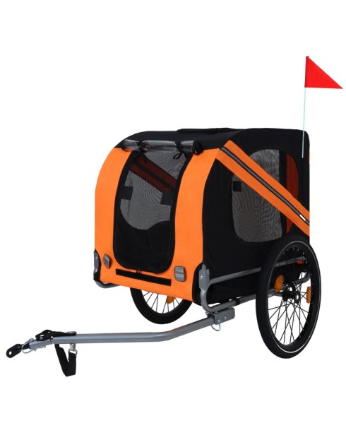 Streamdale Furniture Dog Bike Trailer - Folding All-Terrain 120LB Capacity - Black orange