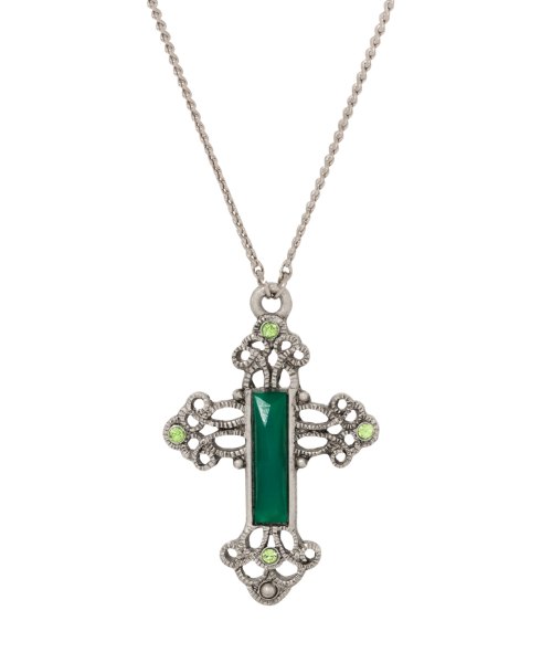 Symbols of Faith Pewter Tone Cross Necklace
