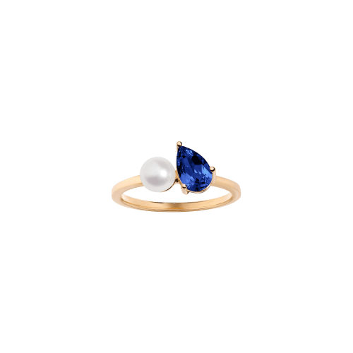 Aurate New York Pearl Toi et Moi Ring – Blue Sapphire, Vermeil Yellow Gold, Size 5