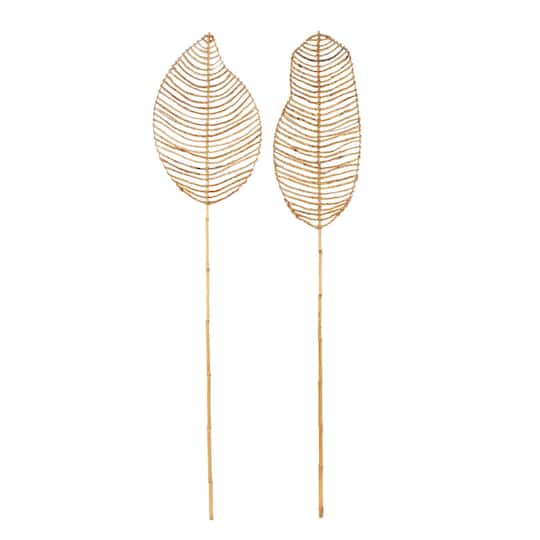 6.5Ft Light Brown Bamboo Palm Leaf Woven Foliage Set By Ivory And Iris | 6.4 ft | Michaels