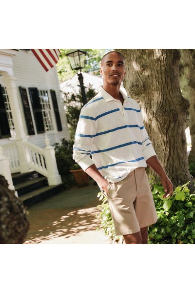 Mens No Iron 9 Plain Front Chino Short Lands End