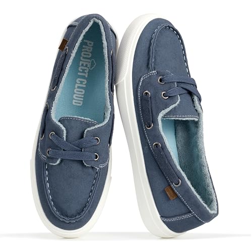 Project Cloud Canvas Sneakers for Women – Memory Foam Slip On Shoes Women Footwear – Lightweight and Non Slip Fashion Sneakers (Seasalt, NAVYCVS,5.5M)