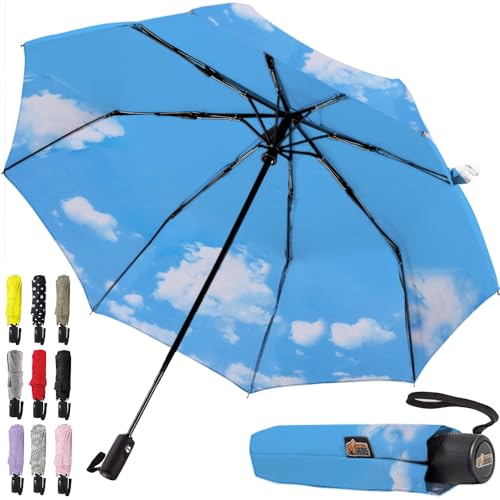 GORILLA GRIP Strong Windproof Stick Compact Umbrella Travel Size