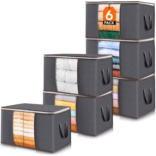 6 Pack Clothes Storage Bins with Lids