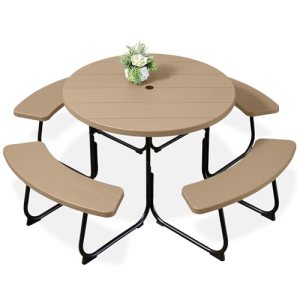 8-Person Outdoor Bench Patio Picnic Table