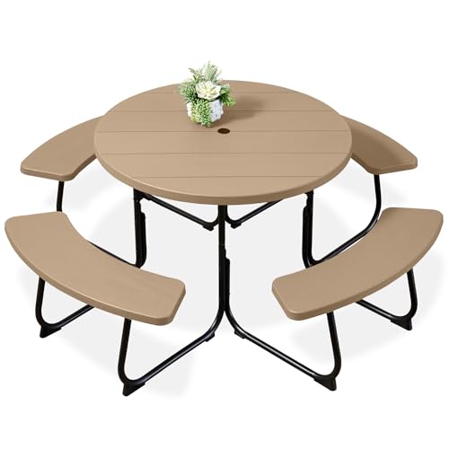 8-Person Outdoor Bench Patio Picnic Table