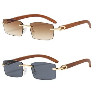 Rectangle Sunglasses for Women Men Gangster 90s