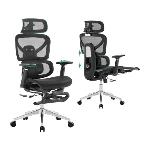 Ergonomic Office Chair with Footrest for Home Office, Gaming, Black Support