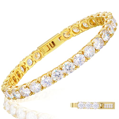 Tennis Bracelet 18K Yellow Gold Plated S925 Sterling Silver; 11.7 Carats