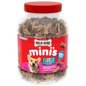 Milk-Bone Flavor Snacks Mini’s Dog Biscuits, Flavored Crunchy Dog Treats, 36 Oz. Canister