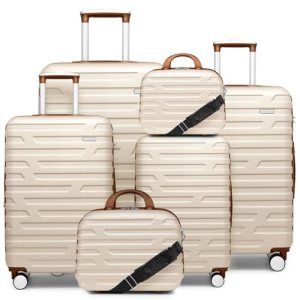 6 Piece Hardside Expandable Suitcases with Wheels TSA Lock,