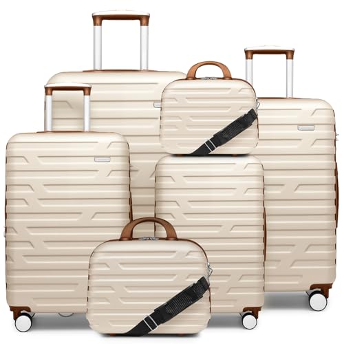 6 Piece Hardside Expandable Suitcases with Wheels TSA Lock,