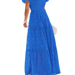 Eyelet, Puff Sleeve, Dress with Pockets