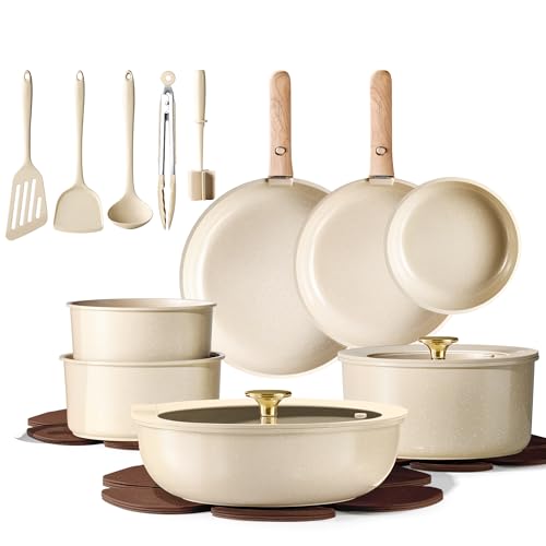 CAROTE 22PCS Pots and Pans set Non Stick, Ceramic Cookware Set
