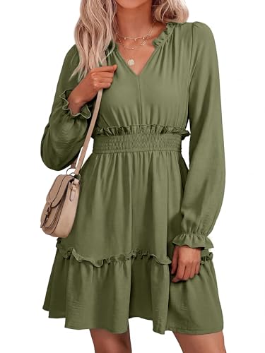 Womens Long Sleeve Mini Dress Casual Spring