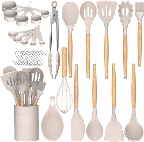Cooking Utensils Set, 33 pcs Non-Stick Silicone Utensils with Holder