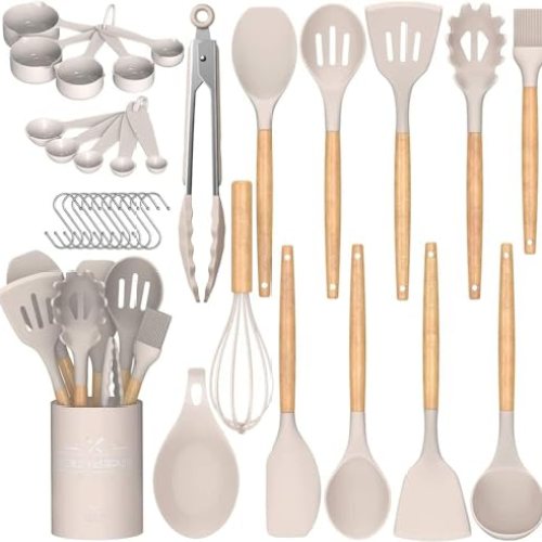 Cooking Utensils Set, 33 pcs Non-Stick Silicone Utensils with Holder