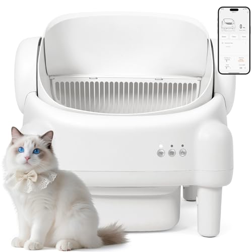 Self Cleaning Litter Box, Open Top with App Control for Multiple Cats
