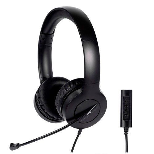 Monoprice WFH 3.5mm + USB Wired On-Ear Web Meeting Headset
