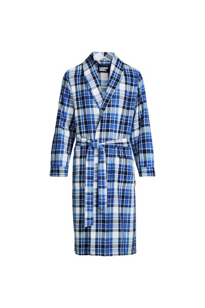 Mens Flannel Robe Lands End Blue