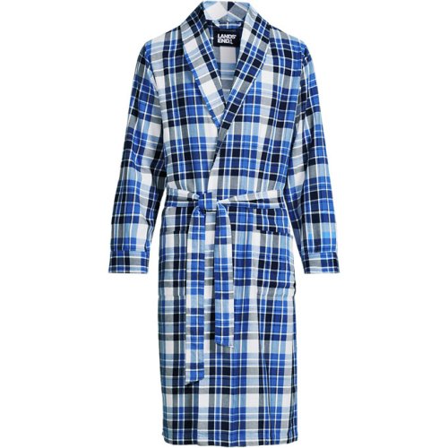 Mens Flannel Robe Lands End Blue
