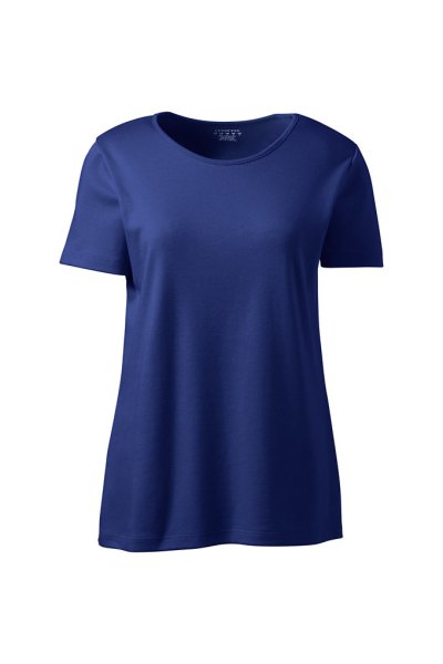 Womens Short Sleeve Jewelneck Tee Lands End Blue XS