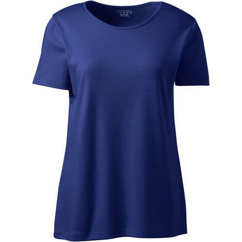 Womens Short Sleeve Jewelneck Tee Lands End Blue XS