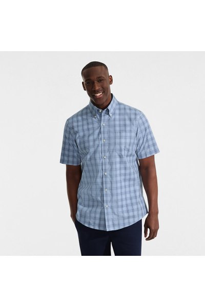 Mens Tall Short Sleeve No Iron Twill Shirt Lands End Blue