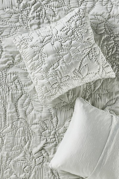 Silky Floral Stitched Euro Sham