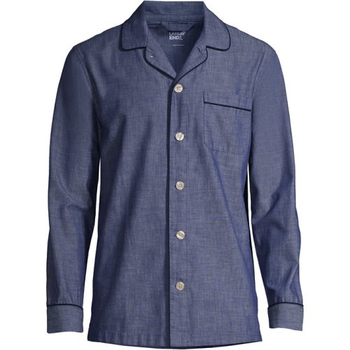Mens Essential Pajama Shirt Lands End Blue