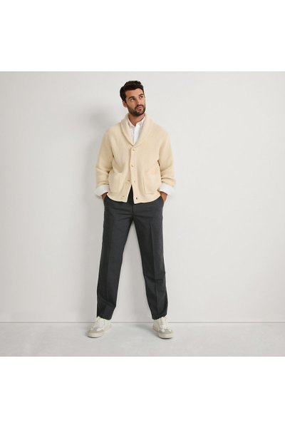Mens Traditional Fit Yearrounder Stretch Wool Dress Pants Lands End