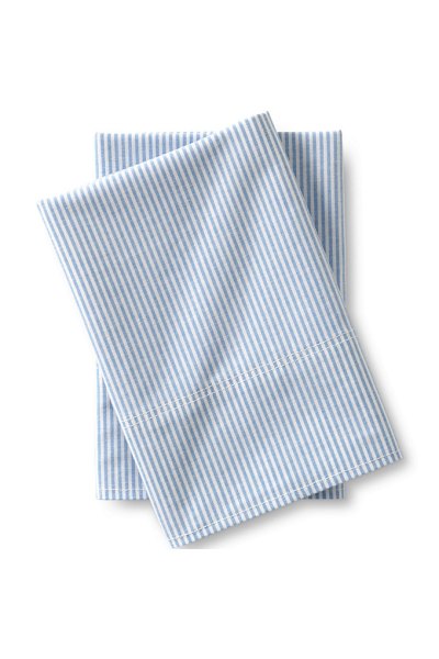 Cotton Oxford Stripe Pillowcases Lands End Blue