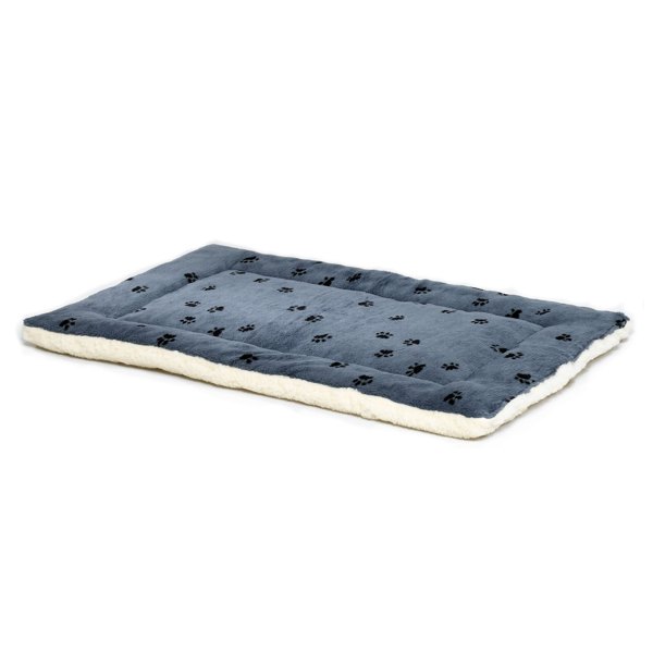 Midwest Quiet Time Reversible Paw Print Pet Bed And Crate Mat in Blue, Size: 21l X 12w | PetSmart